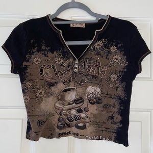 Bedazzled chocolate y2k crop top